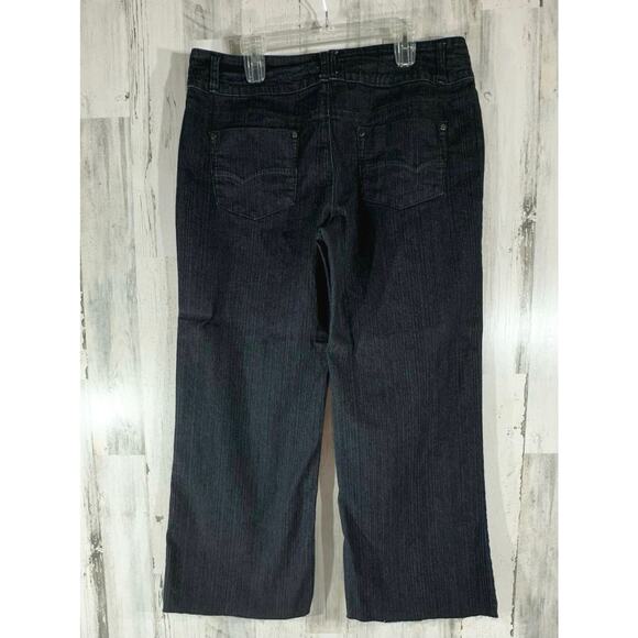 Cato Womens Jeans Size 18 (38x29) Very Dark Blue Wide Leg Trouser Frayed Cut Hem - Picture 2 of 11